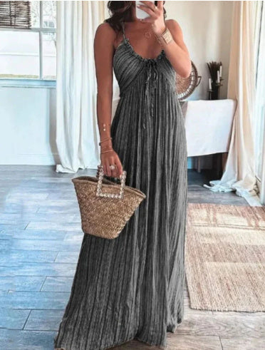 Capucine™ | Robe Bohème Chic avec Dos Nu et Plis Élégants - Image 3