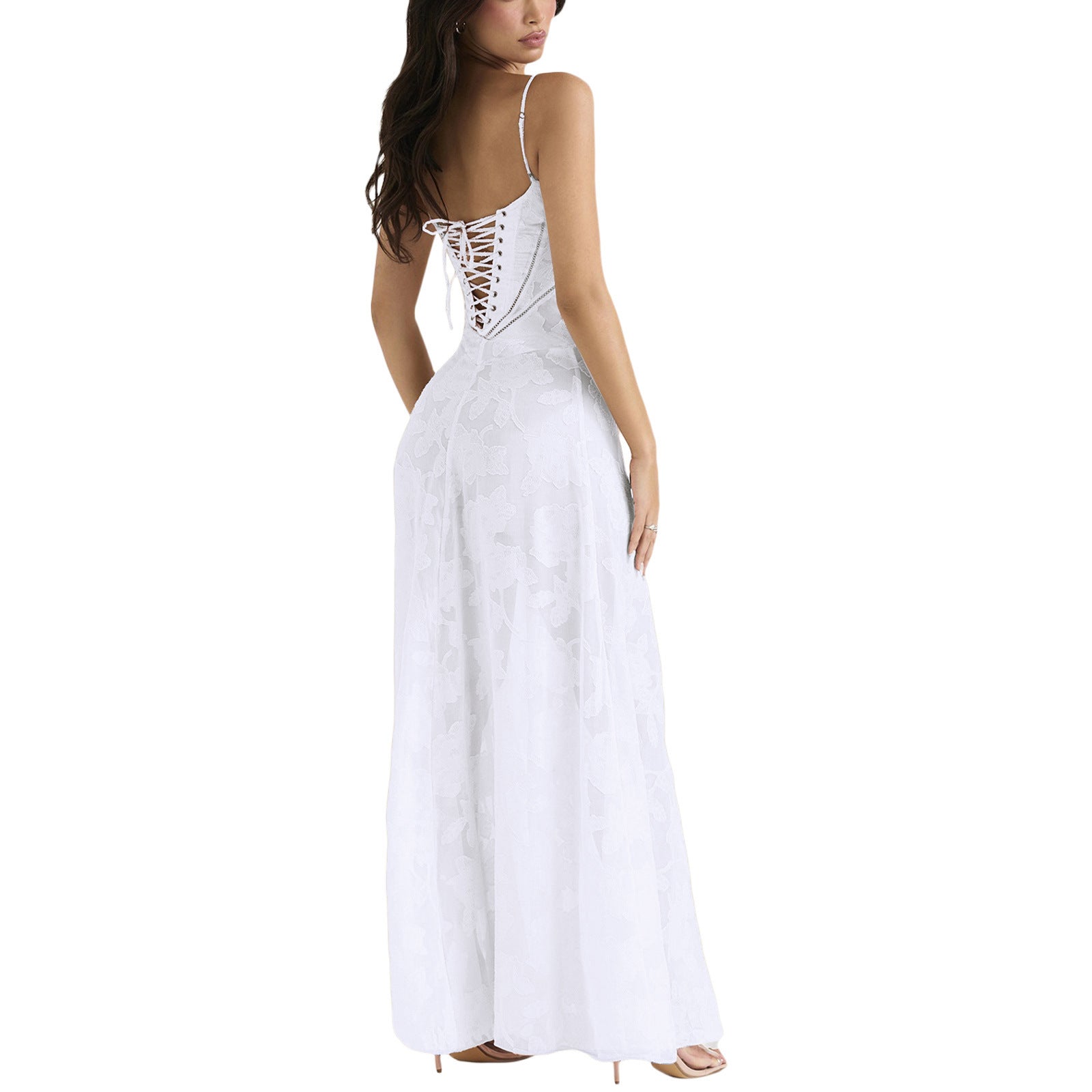 Katy™ | Robe Satinée à Dos Lacé - Élégance Romantique et Confort Luxueux - Image 6